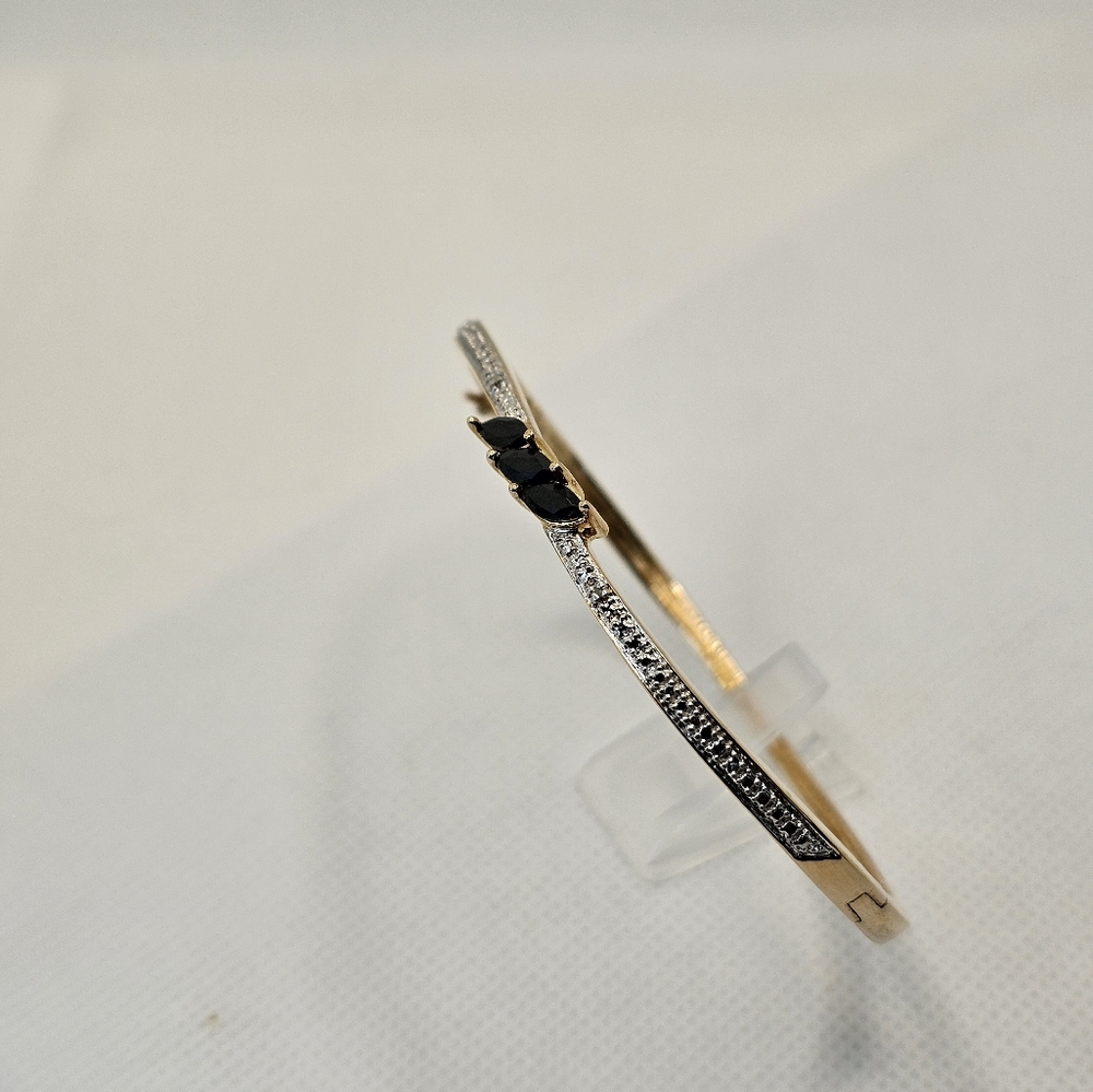 Vintage Genuine Sapphire & Diamond Accent Vermeil Bangle! - Picture 5 of 6